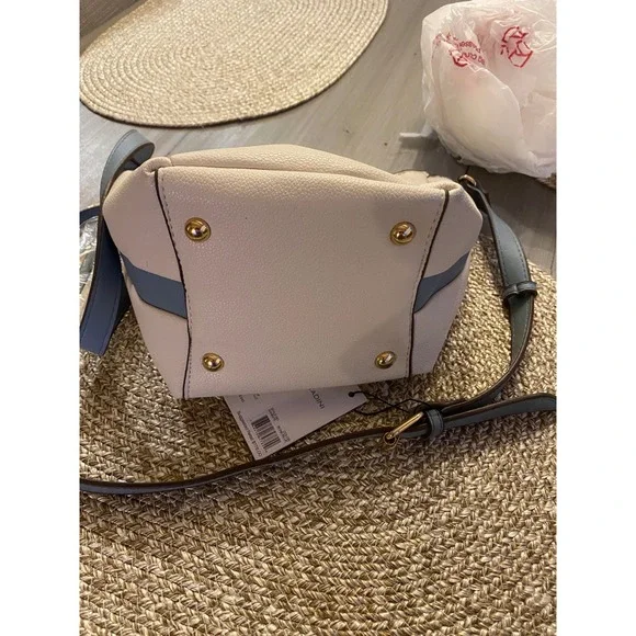 Adrienne Vittadini Two-Tone Light Gray Crossbody Bag with Dark Gray Trim - Picture 9 of 13